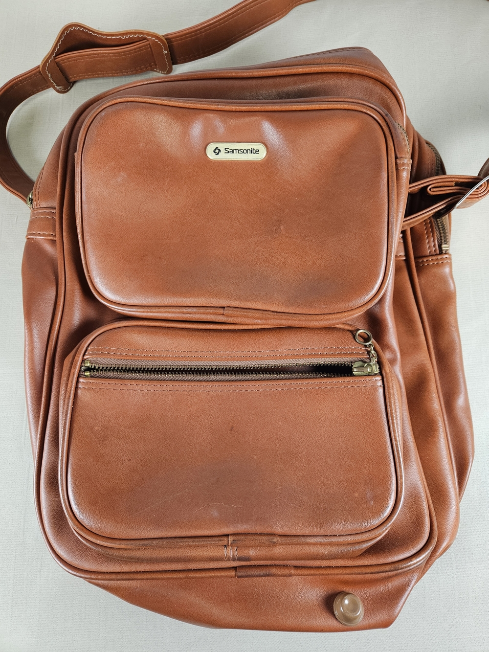 1960s-70s Chestnut Vinyl Samsonite Tote Shoulder Strap Bag/Carry On Luggage/Sams - Picture 6 of 16